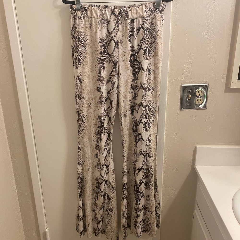 Snake skin stretchy bell bottoms